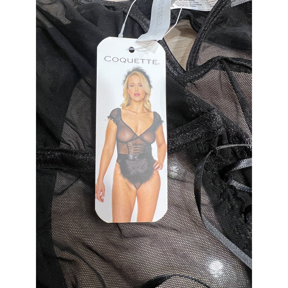 Black Sexy‎ Lingerie Lace See Thru Teddy Bodysuit One Piece Coquette OS NEW